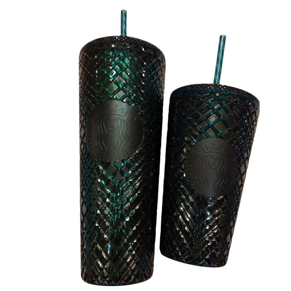 2021 Starbucks Limited Edition Jewel Tone Diamond Blue Venti Grande Tumbler set